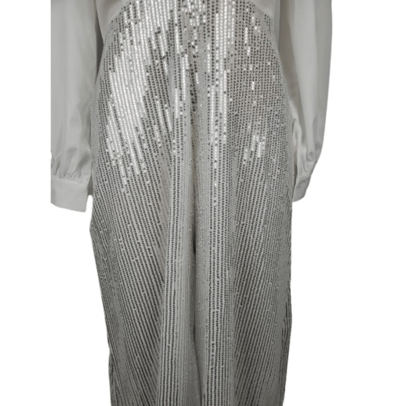Fashionable women's white and silver sequin jumpsuit size 2XL - Picture 2 of 5